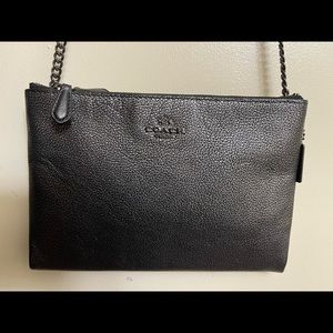 Coach double zip pebble leather chain crossbody